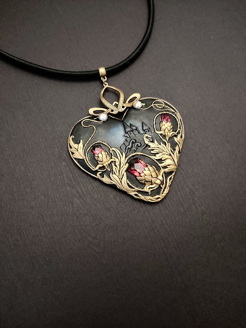 Lorentina Necklace with Thistle, Rococo necklace, renaissance jewejry, Thistle Scotland,