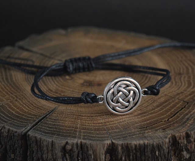 Celtic Necklace - Leather Cord Celtic Knot Pendant for Men - Mens