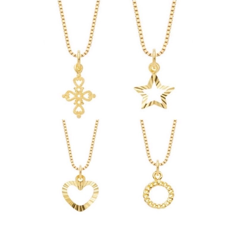 Treasure box gold ornaments 9999 gold pure gold stars, crosses, twist circles, love pendants/necklaces/locks - Necklaces - 24K Gold Gold