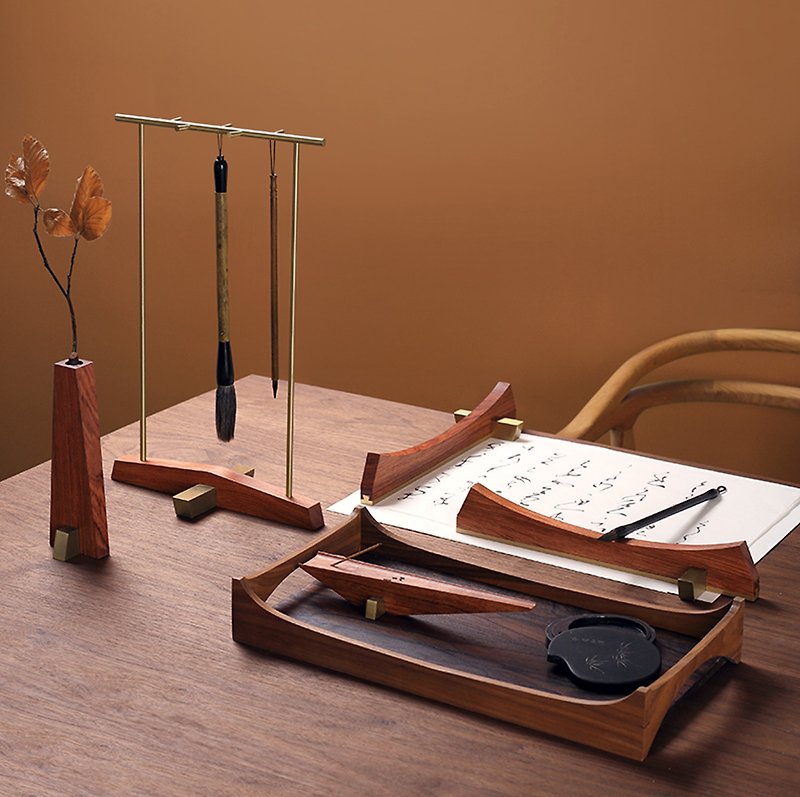 中国の筆ペンホルダー<イエロー>文鎮梨の木香炉道具の新しい4つの宝物は書道を研究します - その他 - 木製 