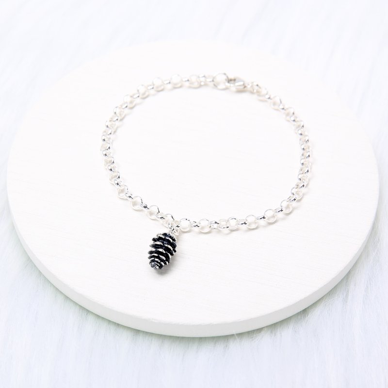 【Angel & Me】Cute Pinecone s925 sterling silver bracelet Valentine's Day gift - สร้อยข้อมือ - เงินแท้ สีเงิน