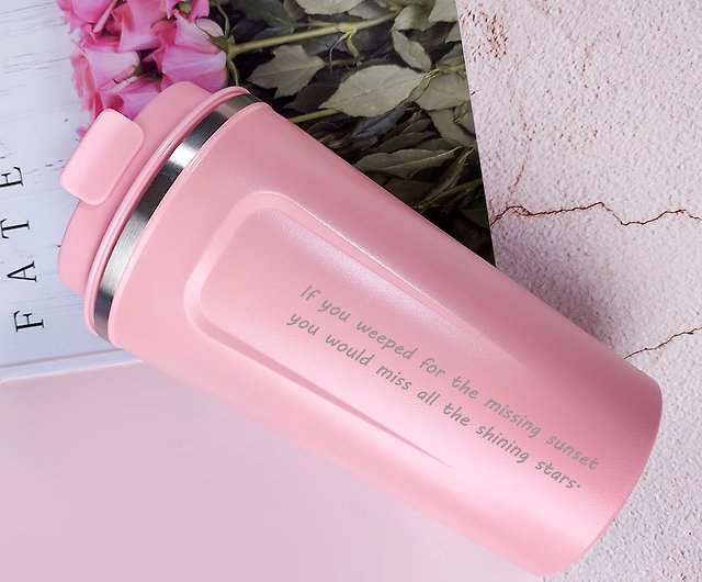 Customized thermos bottle line drawing engraving for an eco