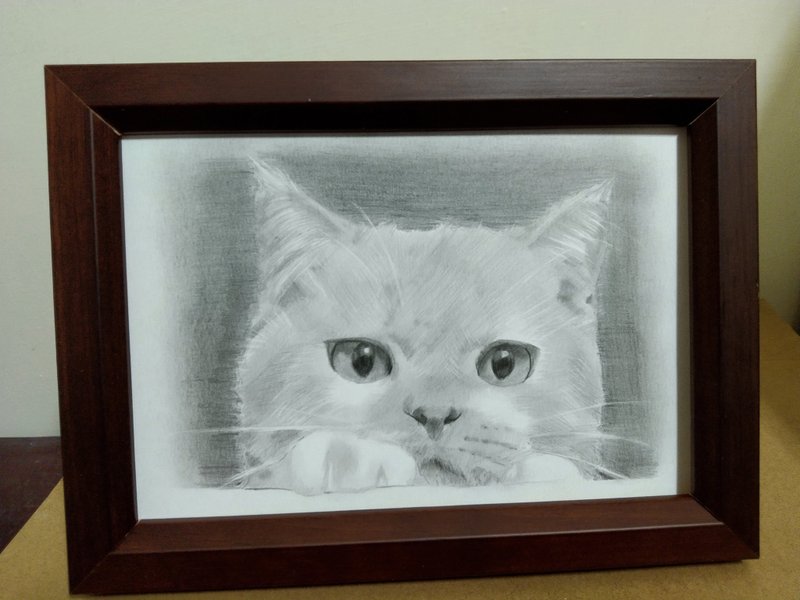 擺設 / 貓 / 鉛筆素描 / 原稿 / 含框 - 海報/掛畫/掛布 - 紙 