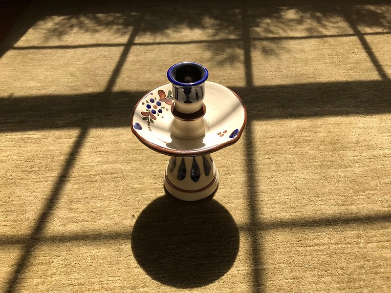 早期墨西哥陶瓷燭台/ 薰艾草器 - 香氛蠟燭/燭台 - 陶 白色