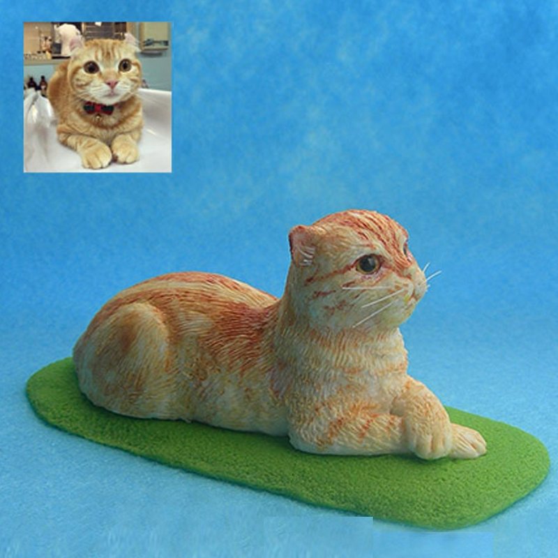 Customized lying down cat with folded ears - Other - Clay 