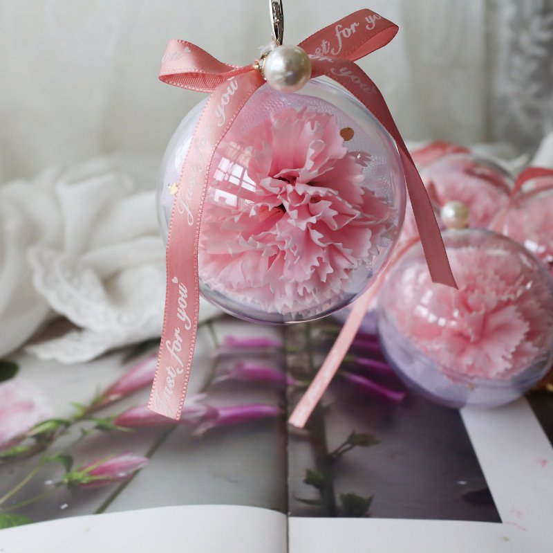 Mother's Day wedding small business gifts light pink carnation soap flower ball with ring - อื่นๆ - วัสดุอื่นๆ สึชมพู