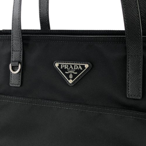 国内発送 プラダ トライアングル ロゴ オープン トート ラフィア PRADA プラダ トートバッグ レディース ロゴ ブラック 1BG460
