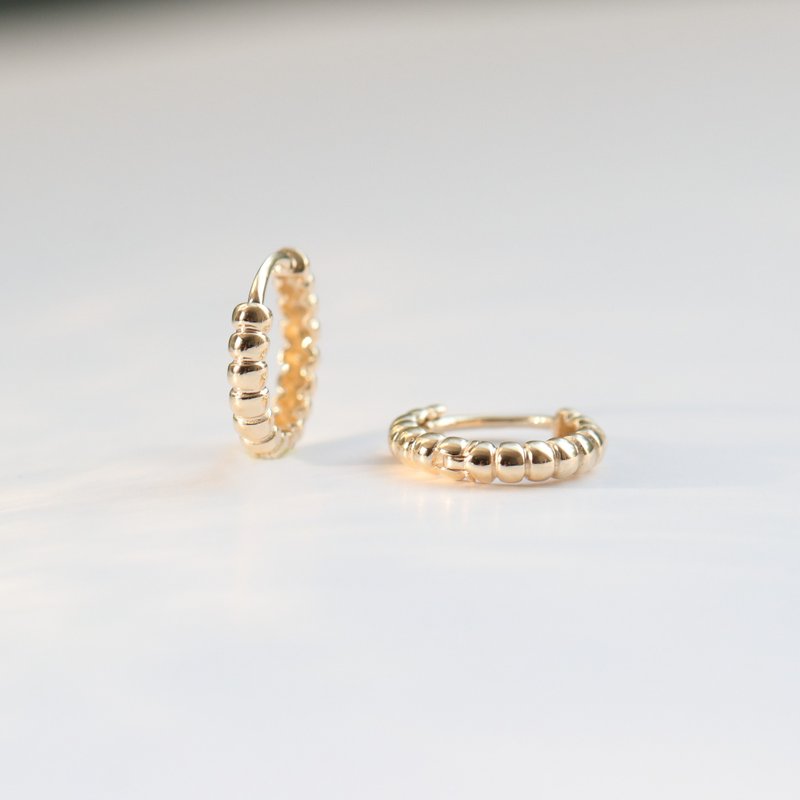 14K 金珠珠耳扣耳環 (單個 ) (內徑 7mm ) - 耳環/耳夾/耳骨夾 - 貴金屬 金色
