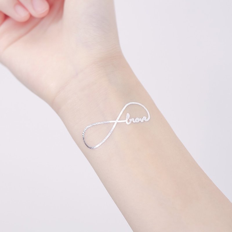 Surprise Tattoos -  limitless Brave Temporary Tattoo - สติ๊กเกอร์แทททู - กระดาษ สีเงิน