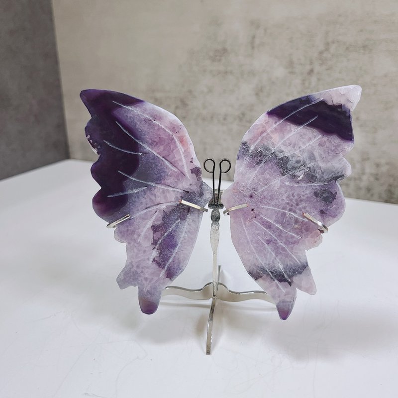 Agate butterfly ornament purple - ของวางตกแต่ง - เครื่องประดับพลอย 