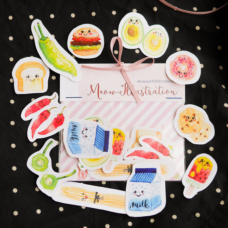 Watercolour Kawaii Food Planner Stickers (WT-003) - Stickers - Paper Pink
