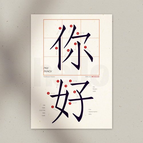 尼森設計 Nisan Design 學中文 明信片 – 你好 Hello