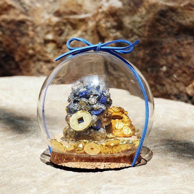 Hourrae Crystal Glass Ball Glass Shade Lucky Pixiu Glass Ball Gift-Lapis Lazuli - ของวางตกแต่ง - แก้ว สีน้ำเงิน