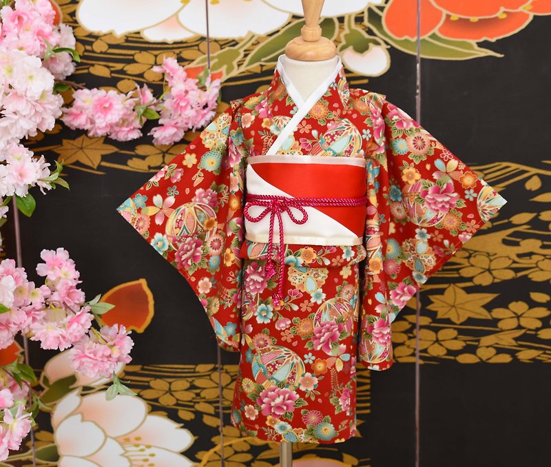 Angel Nina hand-made kimono adult version of red and white peony - Other - Paper Red