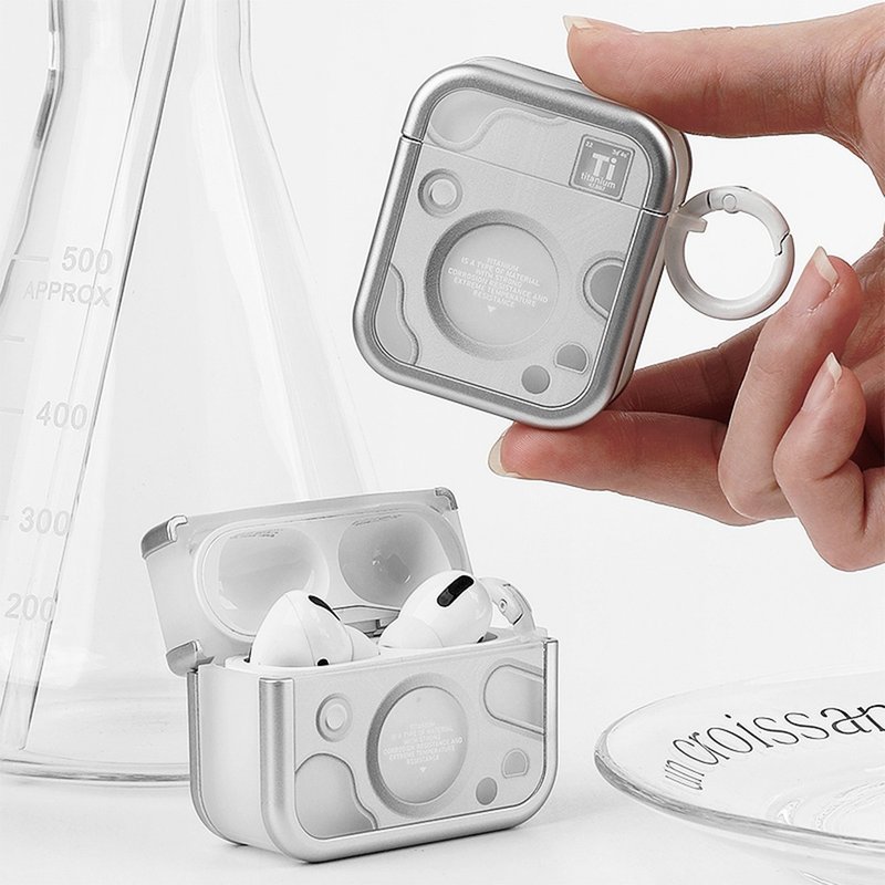 Ti Liquid Metal Silver AirPods 1/2/3/Pro Second Generation Protective Case - ที่เก็บหูฟัง - พลาสติก 