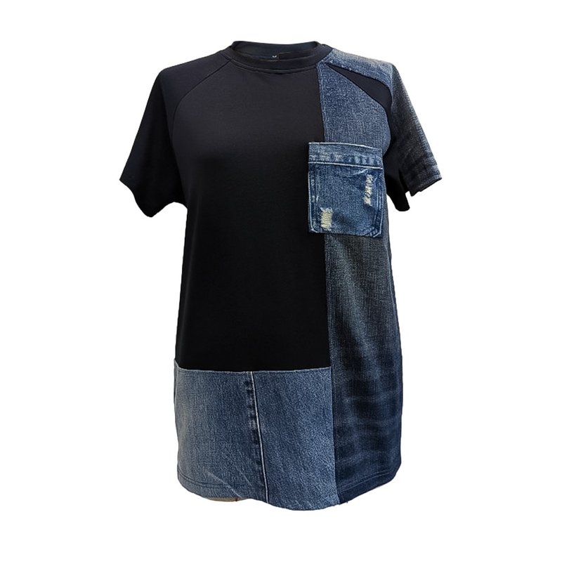 2023 ICIF【Story Wear】Handmade Functional Denim Splicing Top - เสื้อยืดผู้ชาย - ผ้าฝ้าย/ผ้าลินิน 