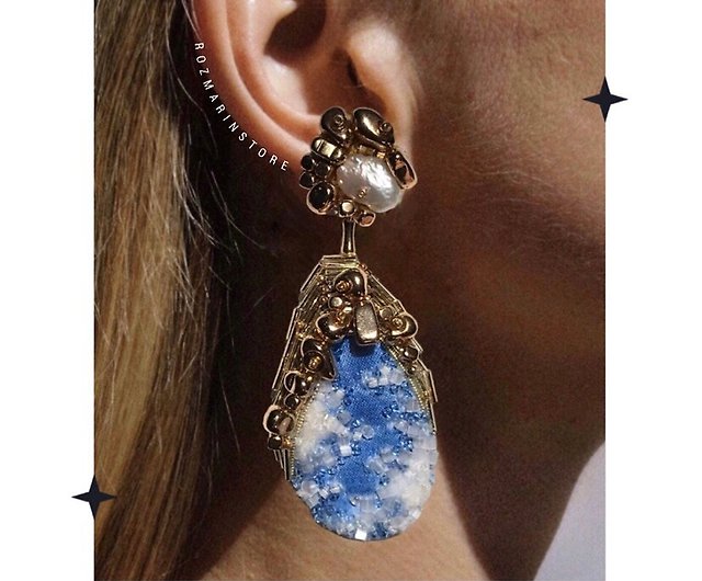 Sky Beaded Earrings Aerial Jewelry - Shop ROZMARINstore Earrings & Clip-ons  - Pinkoi