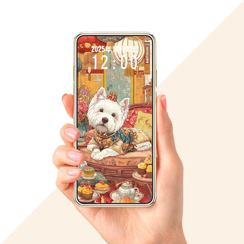 後宮珍梗傳系列之一 西高地白梗角色插畫手機平板桌布8張組 數位 - 電腦手機桌布/貼圖/App 圖示 - 其他材質 