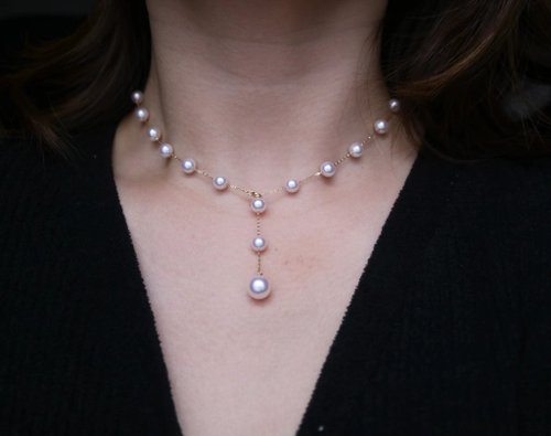 KOKO PEARL JEWELRY 日本原創 海水akoya珍珠項鍊 可移動技術 多種戴法 滿天星項鏈