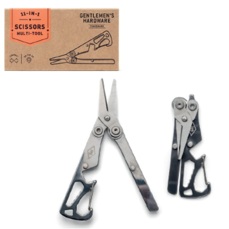 【Gentlemen's Hardware】11-in-1 scissors multi-function tool - ชุดเดินป่า - สแตนเลส สีดำ