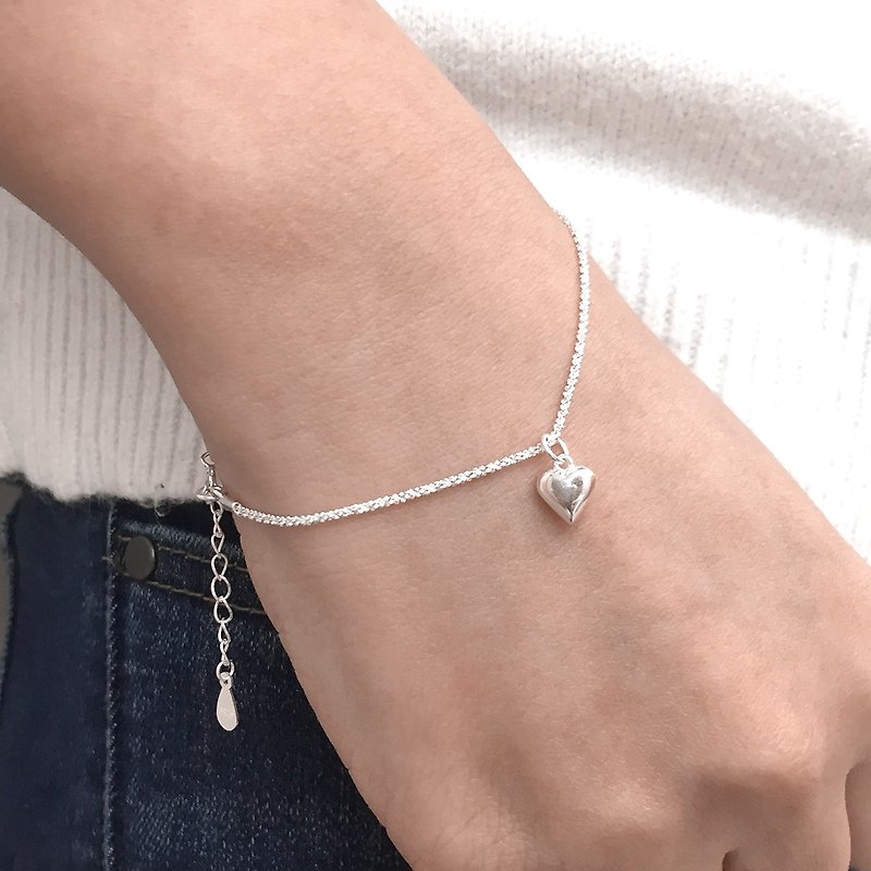 Love My Chain Bracelet | Heart Charm Bracelet | Love Bracelet | Silver Heart - สร้อยข้อมือ - เงิน สีเงิน