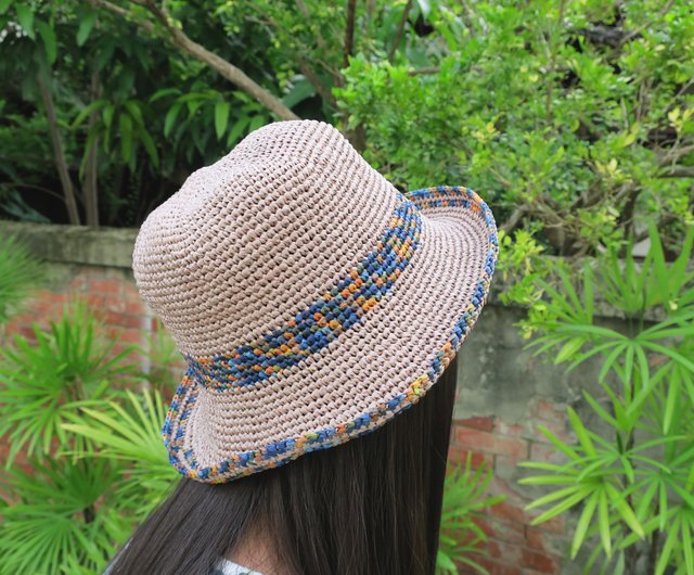 ママのハンドメイド帽子 - 夏ラファエル麦わら帽子 - レトロ平方