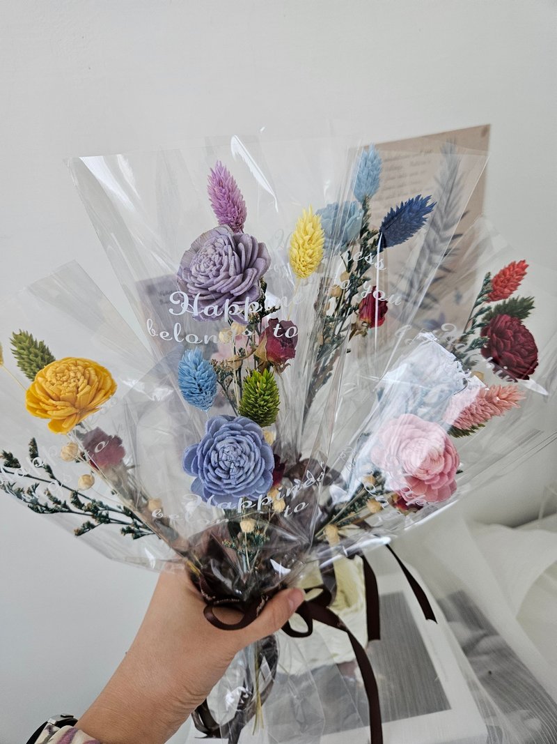 索拉玫瑰單支小花束 婚禮小物 萬用花束 - 乾燥花/永生花 - 植物．花 多色