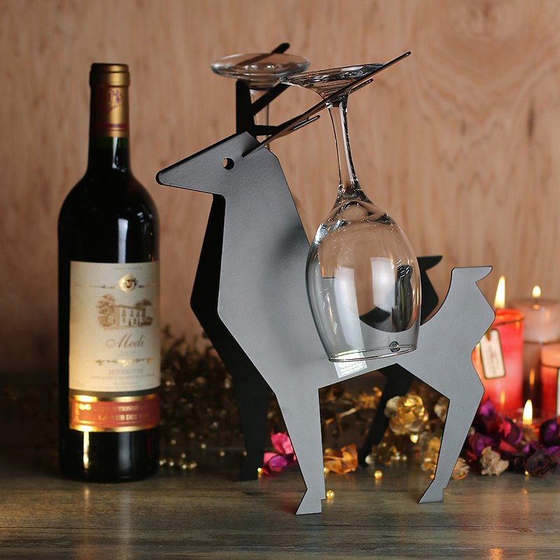 【OPUS Metalart】European Chic Metal Reindeer Wine Rack / Metal Home Bar Ornaments - แก้วไวน์ - โลหะ สีดำ