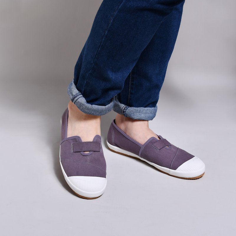 betty eggplant purple gray / lazy shoes / good pregnancy shoes / novice mother / canvas shoes - รองเท้าลำลองผู้หญิง - ผ้าฝ้าย/ผ้าลินิน สีเทา