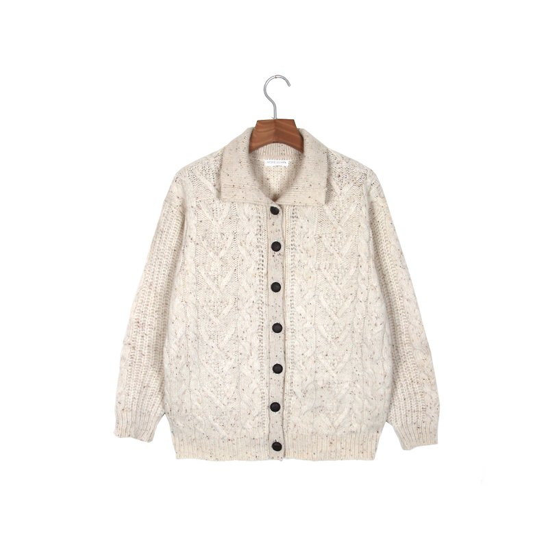 Egg plant vintage Nordic coarse knit twist plaid sweater - Women's Sweaters - Wool White