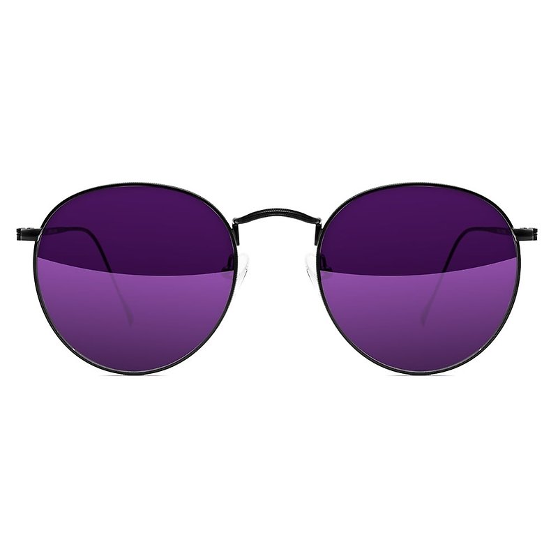 Sunglasses | Sunglasses | Ultra-lightweight black round frame shape | Italian design | Metal frame - Glasses & Frames - Stainless Steel Black