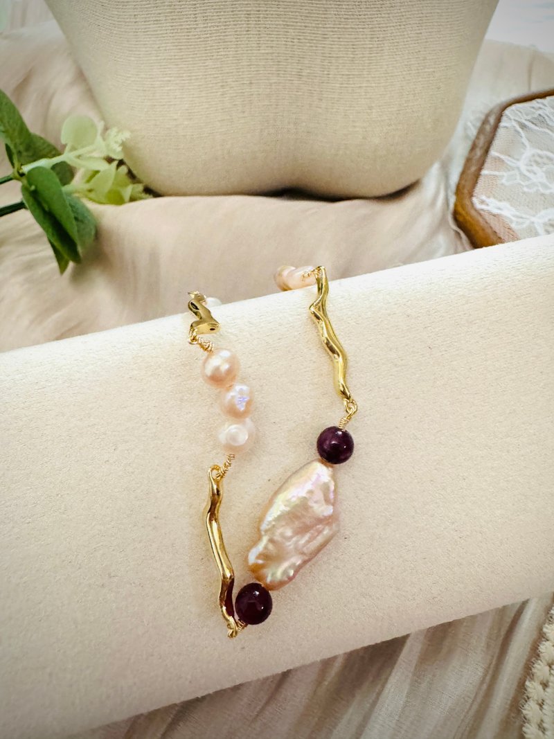 Pearl Tourmaline Bracelet - สร้อยข้อมือ - ไข่มุก สีม่วง