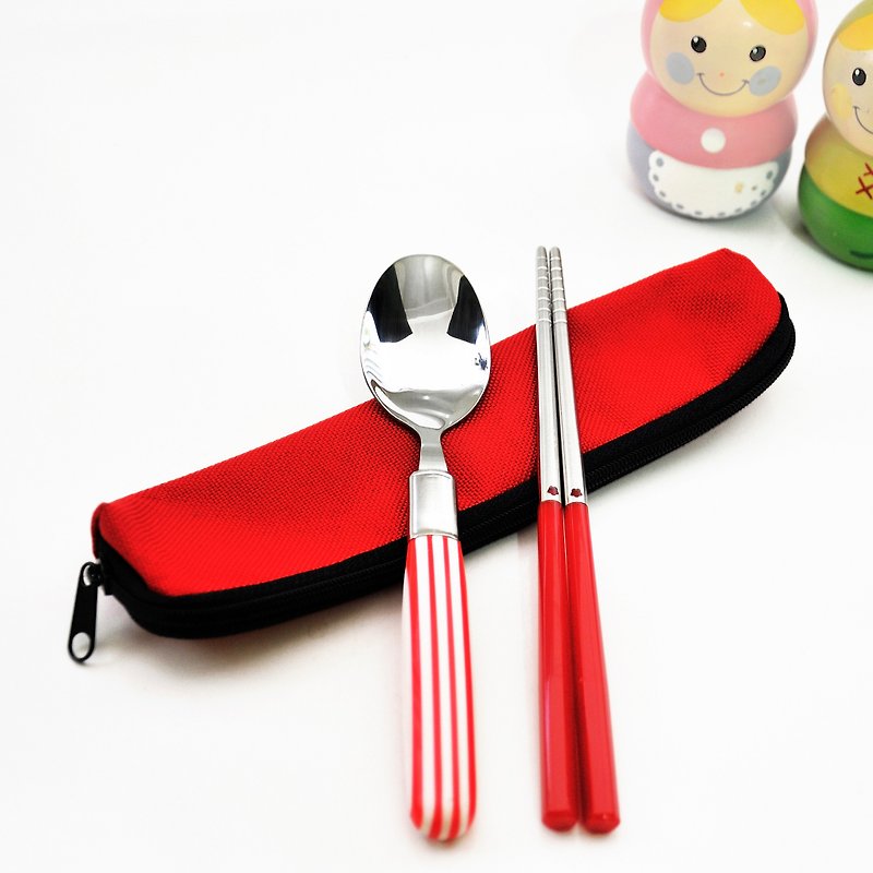 台灣第一筷。拐杖糖餐具組。小件筷匙組 - 筷子/筷子架 - 其他金屬 紅色