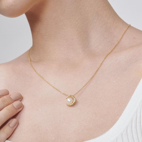 Whomfor Jewelry 吳爾芙輕珠寶飾品 月亮女神賽勒涅 珍珠小水鑽項鍊