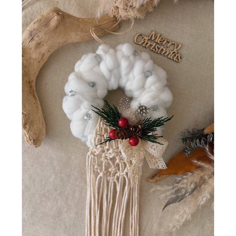 雲朵聖誕花圈/聖誕禮物/交換禮物/居家佈置 - 牆貼/牆身裝飾 - 羊毛 
