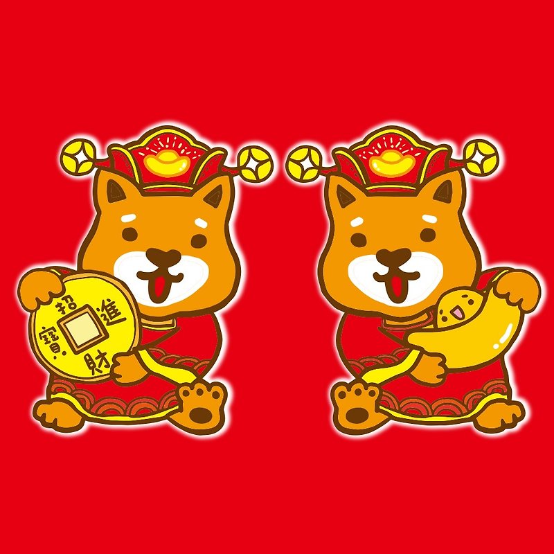 1212 fun design funny waterproof stickers - Chai Chai Fortuna couple (large version / limited edition of the spring) - ถุงอั่งเปา/ตุ้ยเลี้ยง - วัสดุกันนำ้ สีแดง