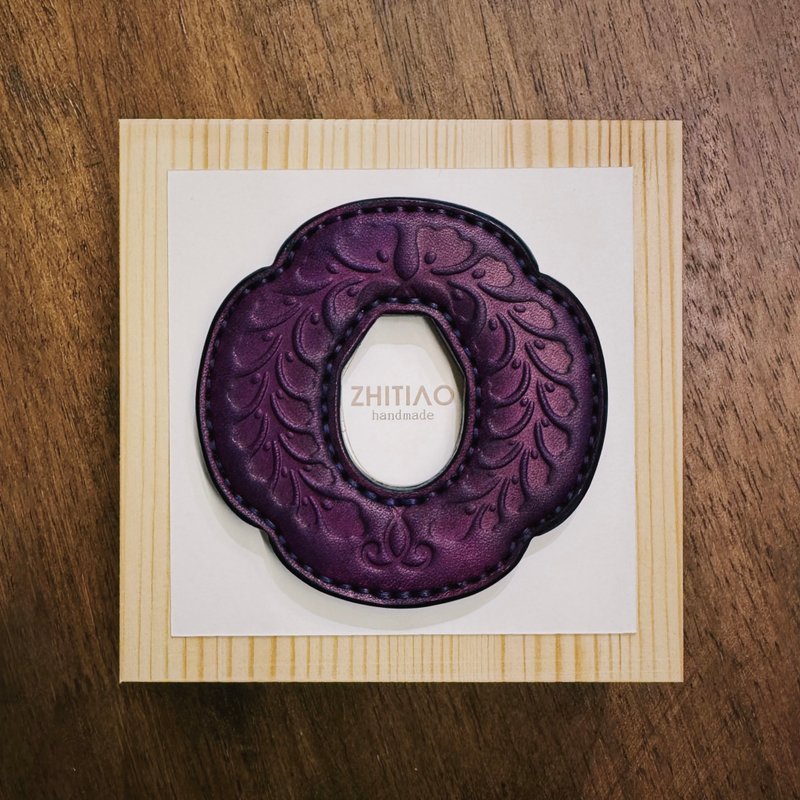 原創手工製作牛皮劍道木刀鐔 隱秘之境 紫色 木刀鍔 Tsuba - 運動配件 - 真皮 紫色