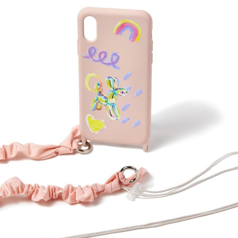 STRP 可拆式皺褶背帶手機殼_粉色塗鴉款 - 手機殼/手機套 - 其他材質 