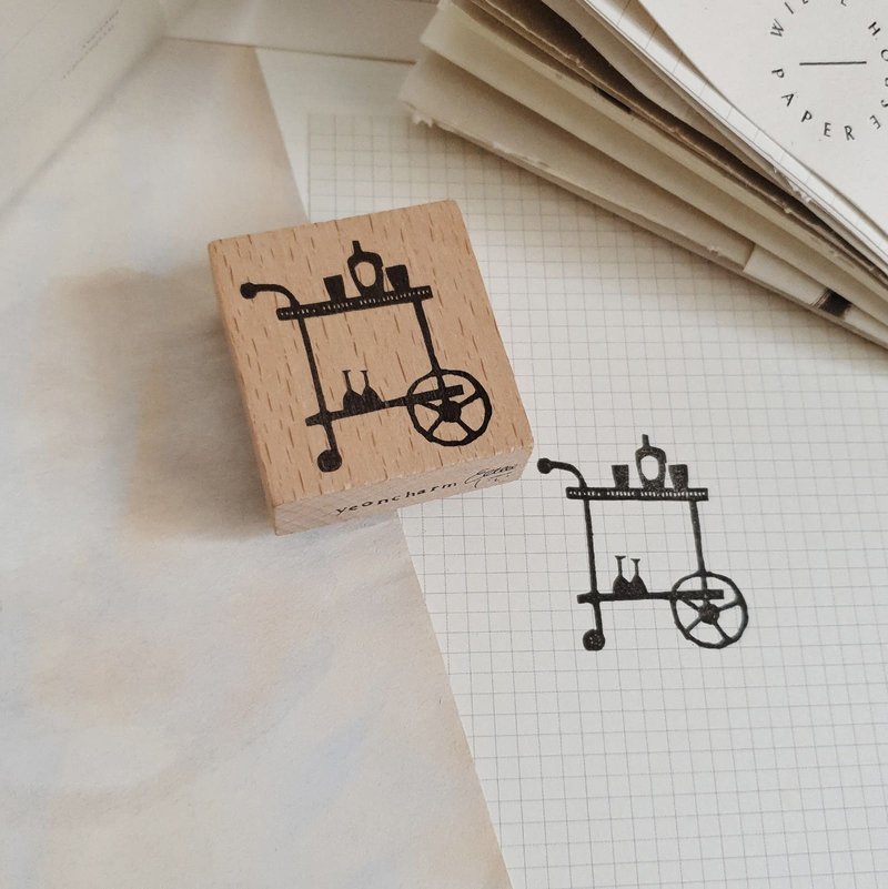 bar cart rubber stamp - ตราปั๊ม/สแตมป์/หมึก - ไม้ 