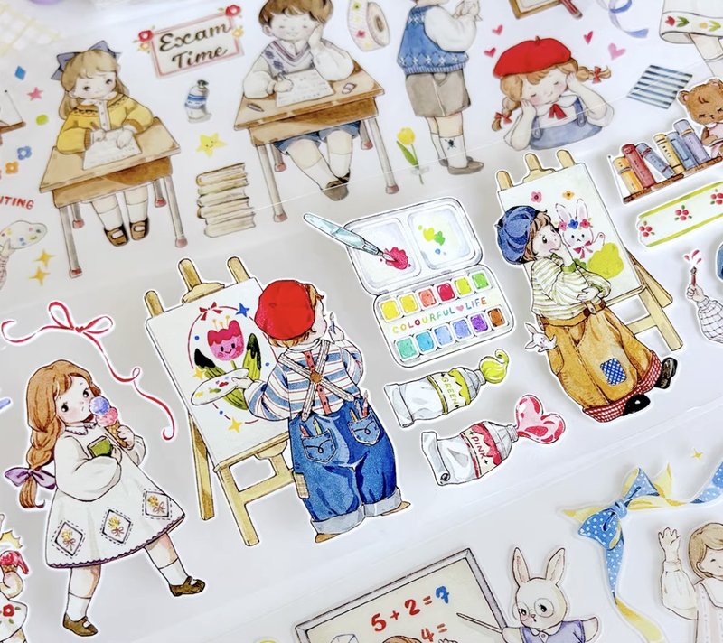 遊学記 まなびのきろく PET & 和紙テープ (kiss-cut) - マスキングテープ・PET テープ - その他の素材 多色