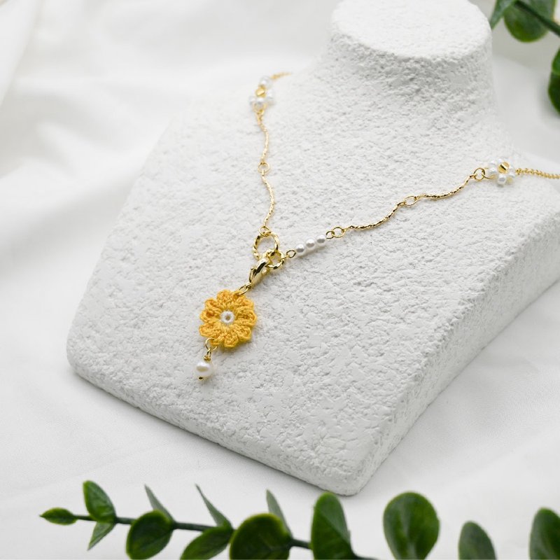 2WAY Interchangeable Necklace Pendant Charm Crochet Micro Crochet Gift Wedding - Necklaces - Cotton & Hemp 