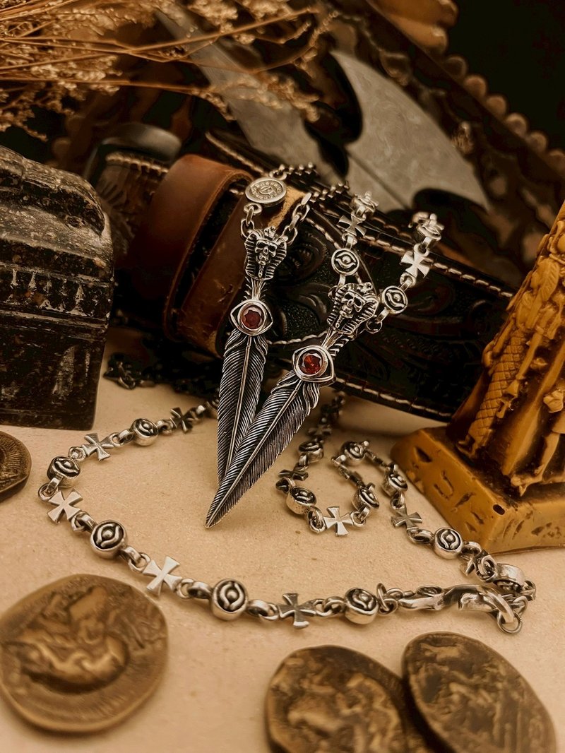 【エジプトシリーズ】王権-神授/シルバー/ガーネット/シングルペンダント - ネックレス - スターリングシルバー シルバー