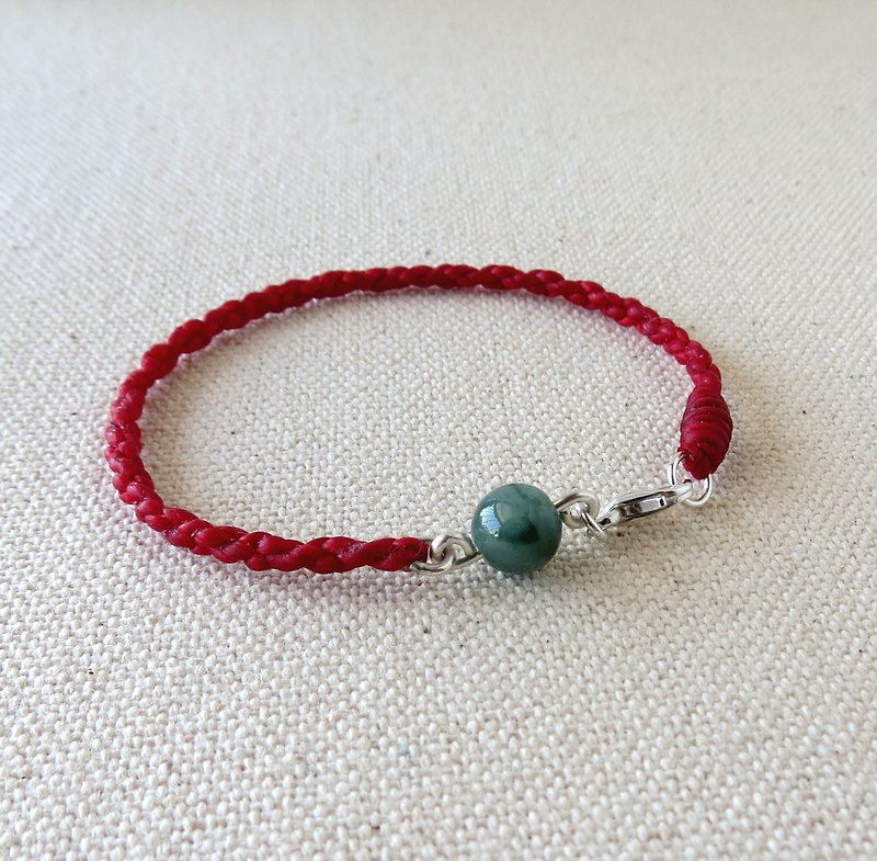 Sterling silver*糯 ice species floating flower jade*silk wax line bracelet * [four shares] ~ lucky, evil spirits - Bracelets - Gemstone Red