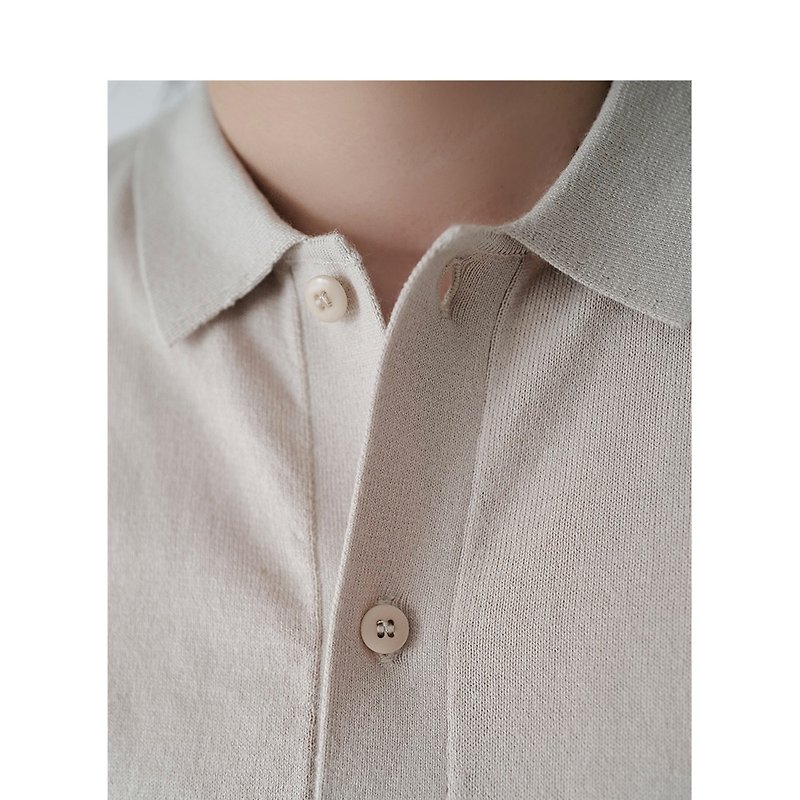 板栗研衣所|獨立設計 蘑菇白SUPIMA超匹馬棉薄短袖針織襯衫可機洗 - T 恤 - 棉．麻 