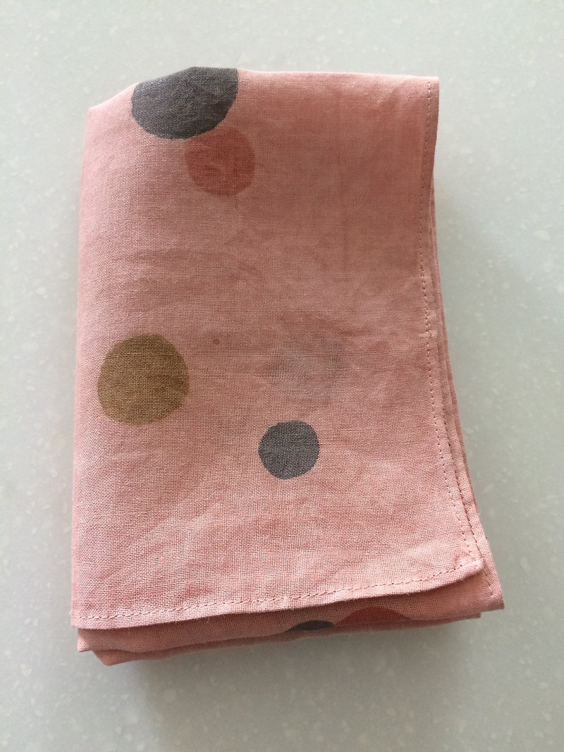 Mineral-dyed hand-painted cotton handkerchief colorful (silk base) - ผ้าเช็ดหน้า - ผ้าฝ้าย/ผ้าลินิน สีแดง