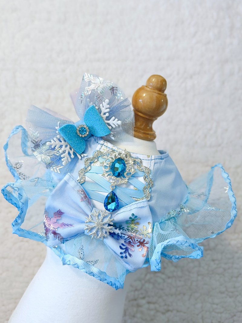 Frozen Elsa 冰雪奇緣艾莎 造型頸飾 寵物 圍巾 貓犬 狗狗 - 寵物衣服 - 棉．麻 藍色