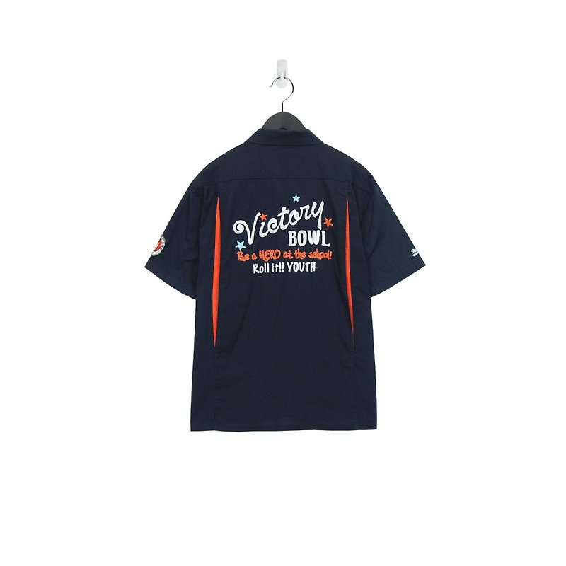 A‧PRANK: DOLLY :: VINTAGE Bowling Shirt (Dark Blue Embroidery T709011) - Women's Shirts - Cotton & Hemp 