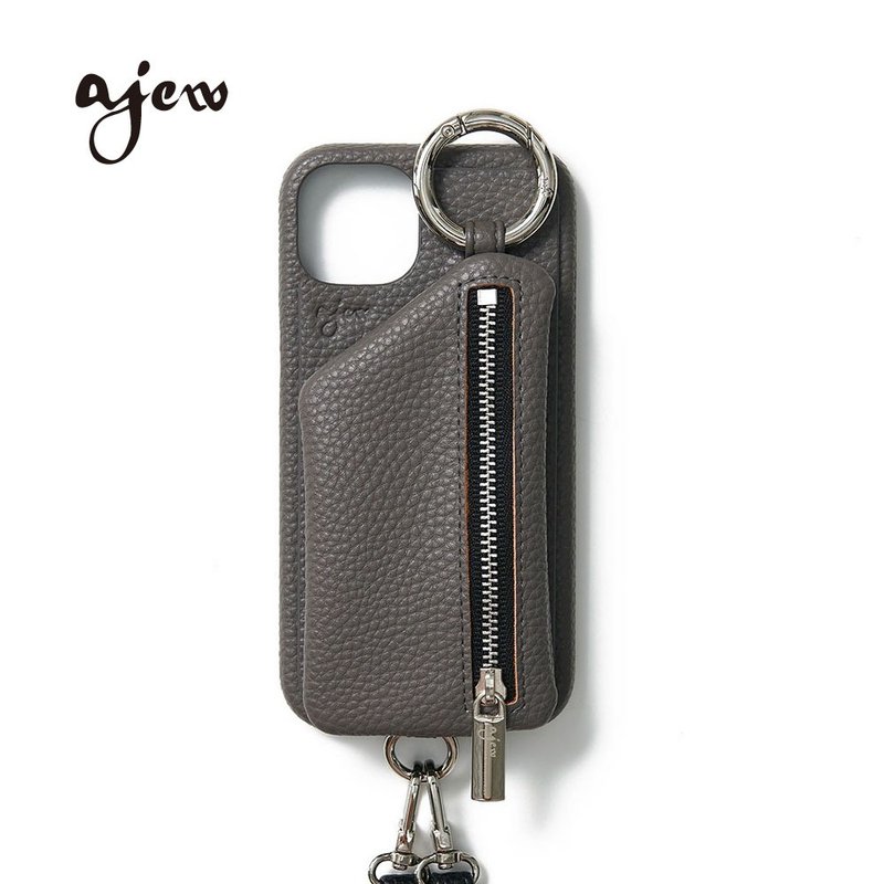 ajew cadenas 經典款拉鍊口袋手機殼 / gray(含背帶) - 手機殼/手機套 - 人造皮革 灰色