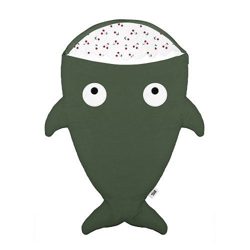JIOUU 設計樂生活 【NEW】BabyBites鯊魚咬一口純棉嬰幼兒多功能睡袋 - 綠卡其