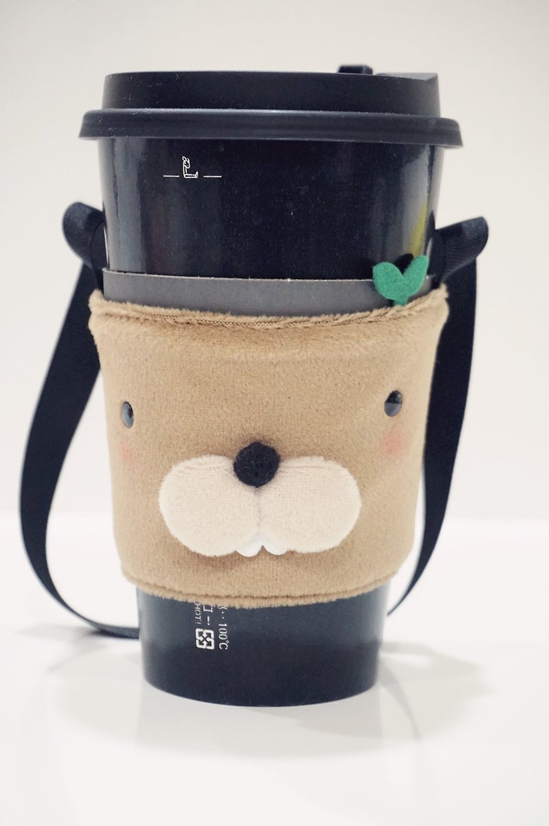 bucute marlin mouse eco-friendly beverage bag/beverage cup holder/environmental cup holder/bag/super popular/handmade - ถุงใส่กระติกนำ้ - เส้นใยสังเคราะห์ สีกากี